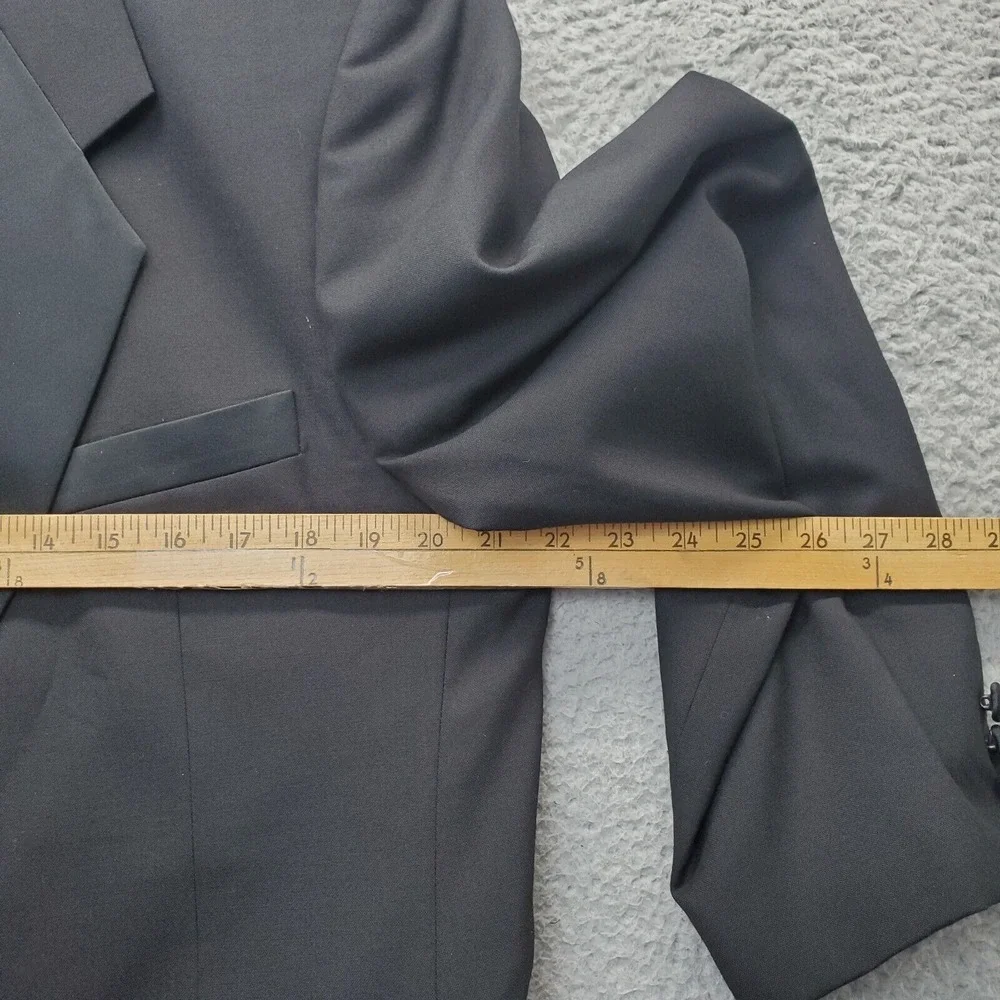 Franko Lanzetti Two Piece‎ Suit Mens 44 Black 100% Wool Tuxedo Single Breasted